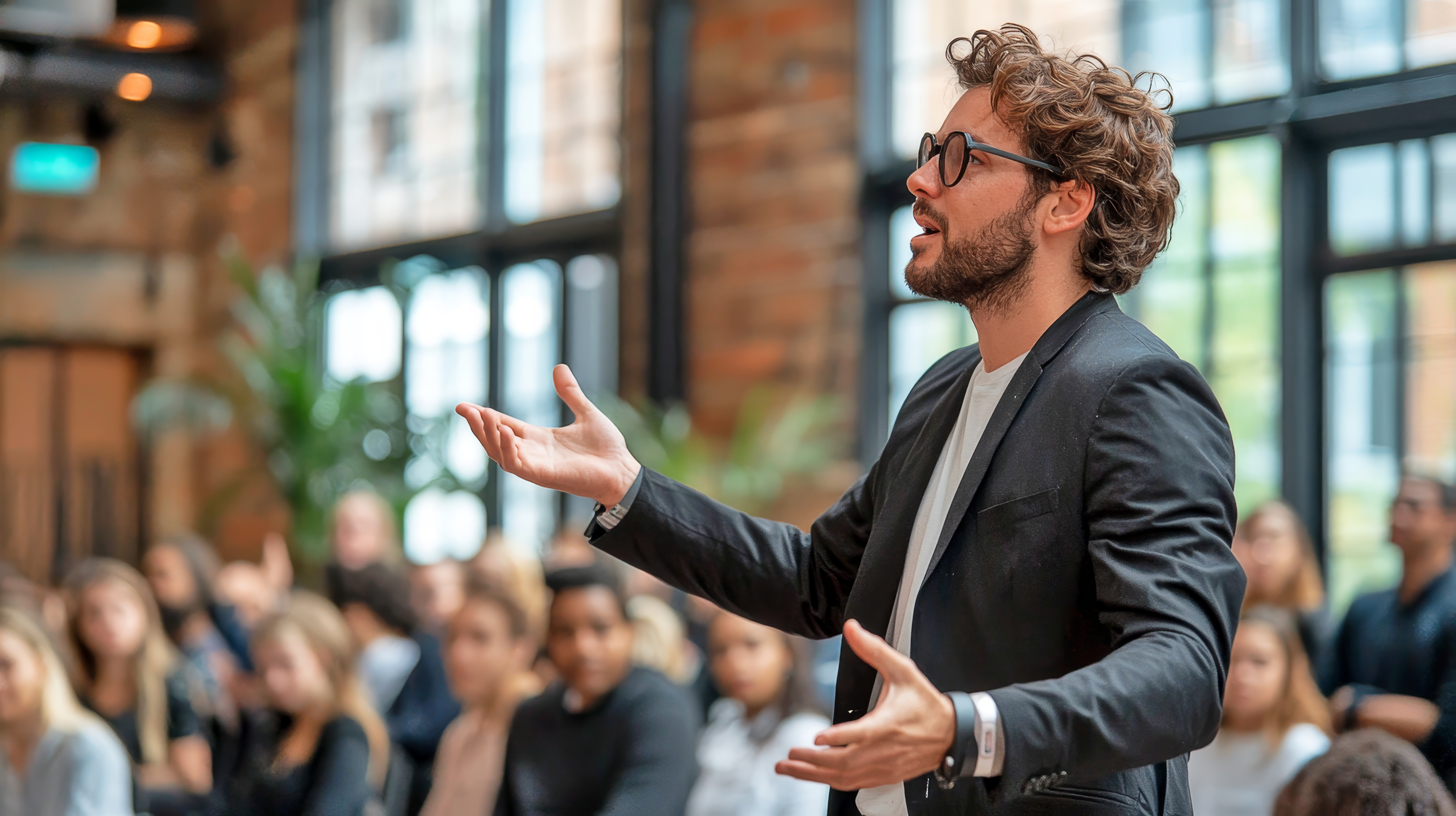 confident-captivating-motivational-speaker-inspiring-engaged-audience-corporate-event-conference confident-captivating-motivational-speaker-inspiring-engaged-audience-corporate-event-conference