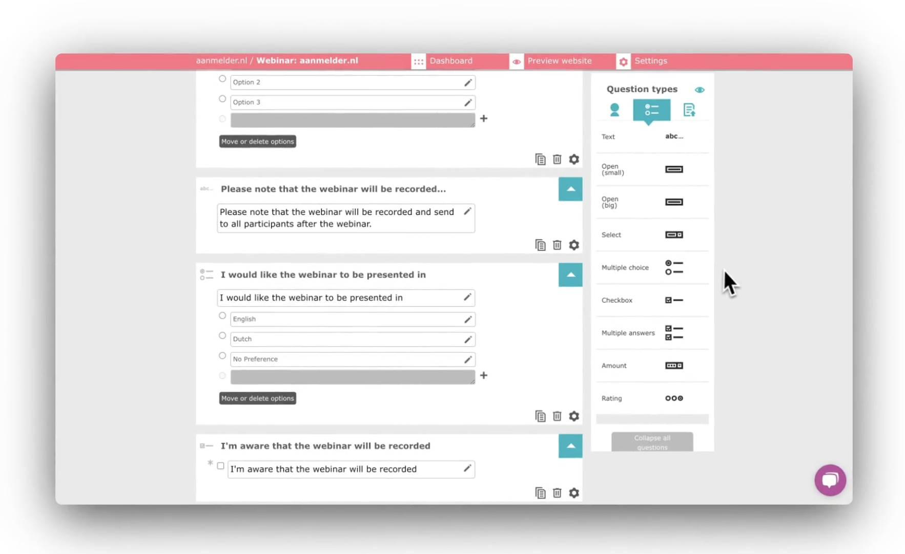 Event Management dashboard aanmelder.nl Event Management dashboard aanmelder.nl
