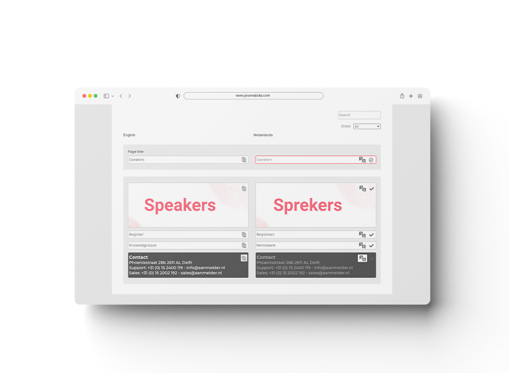 Multilingual event software