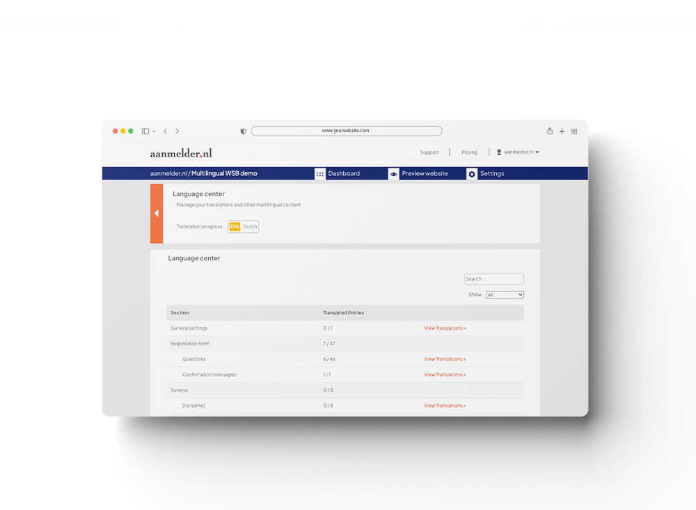 Event software review translations